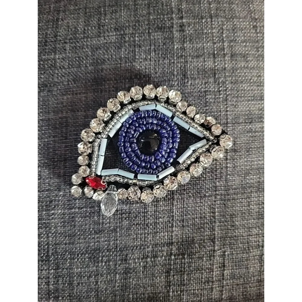 Beaded Rhinestone Eyeball Applique 2